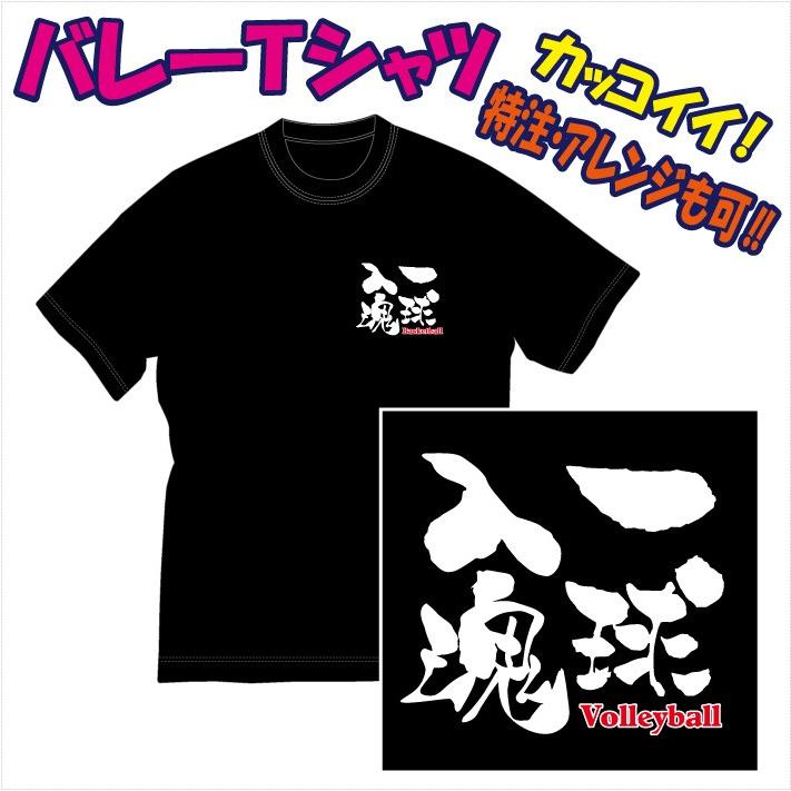 送料無料（メール便）バレーボール「文字プリントTシャツ（一球入魂