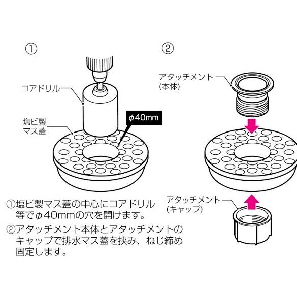 未来工業 排水の逆流防止 圧力開放キャップ アタッチメント付き 後付け AKCA-32 ライトグレー 通気|p1-shop|02