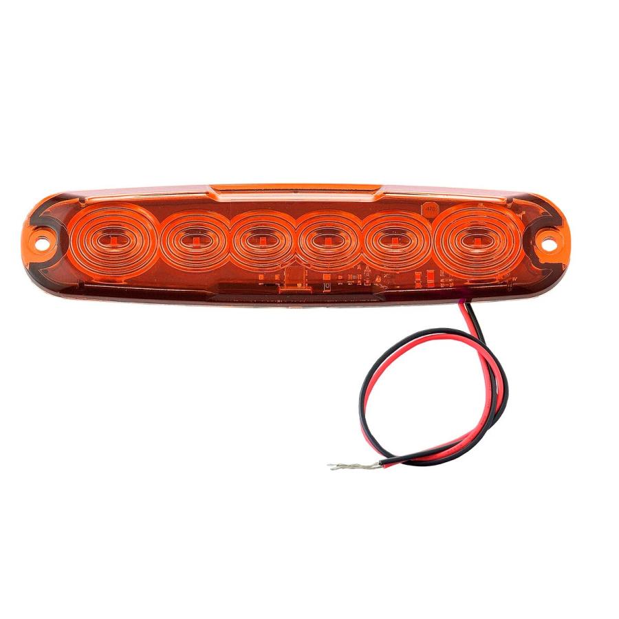 フラットマーカーランプ オレンジレンズ 6LED 12V/24V 防水 超薄型8mm