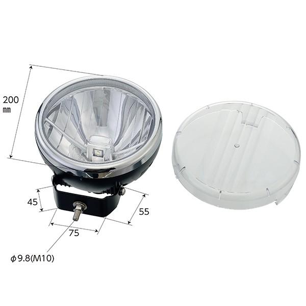 ドライビングランプ 高輝度LED φ200mm DC12/24V兼用 防水 IPX7 白 スポットライト トラック 外装_3