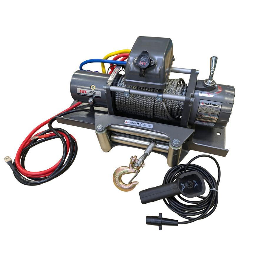 電動ウインチ 24V 組立式 最大牽引力3629kg リモコン 防水 IP54