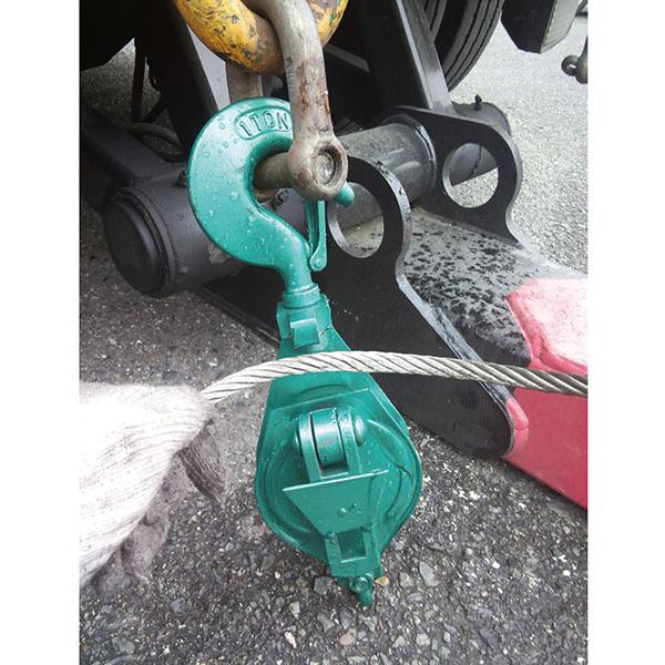 一車スナッチ 2ton 車径150mm 強力型滑車 はずれ止め付フック