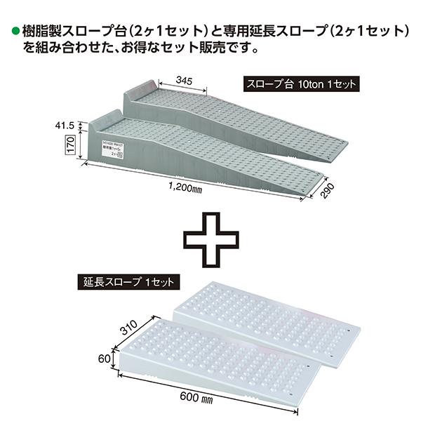 トラック用 カースロープ タイヤスロープ スロープ台 樹脂製 延長スロープ付 10ton 2個1セット パーマン Yahoo ショッピング店 通販 Yahoo ショッピング
