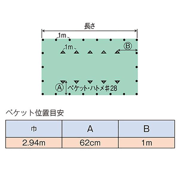 トラックシート 平シート 合繊 ペケット付 巾2.94m×長さ6m 荷台シート