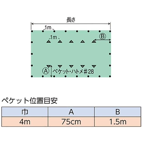 トラックシート 平シート 合繊 ペケット付 巾4m×長さ7m 荷台シート