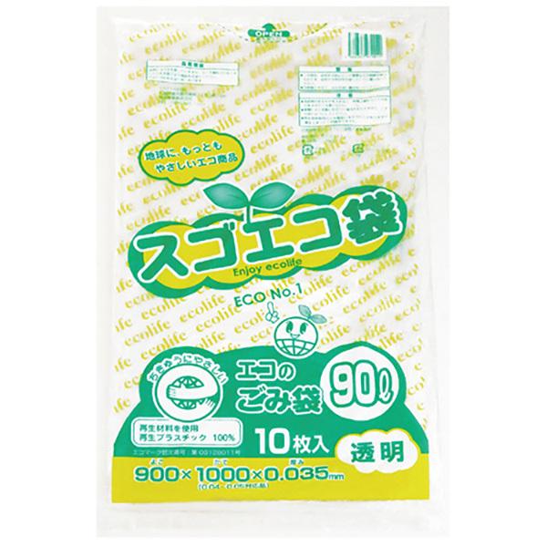 ブランド登録なし - スゴエコ袋 90L/300枚入 澄み切った袋 1容器に並べる10枚×30仕掛ける 生まれ変わり可塑性物質100% 掃除用具-キッチン、日用品、文具-ゴミ袋、ポリ袋、レジ袋