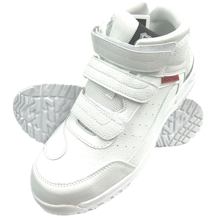 ルート66 くるぶしガードスニーカー 白 27.0cm 安全靴 作業靴 鋼鉄製先