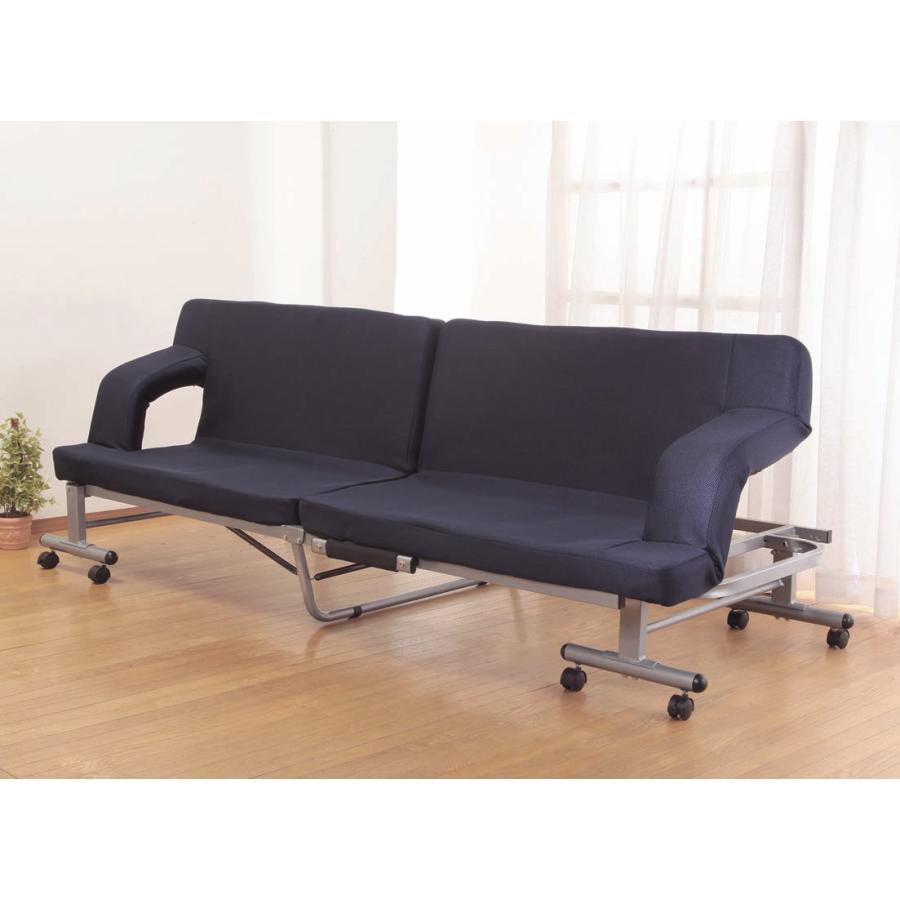 折りたたみ式 ソファベッド (組立不要) (ネイビー) 折りたたみ式 ソファベッド (組立不要) (ブラウン ネイビー