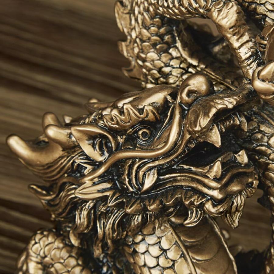 置物 龍神 送料無料 尻尾に玉を持つ龍 五本爪 龍 竜 ブロンズゴールド 龍の置物 樹脂 ドラゴン Pa Shop 通販 Yahoo ショッピング