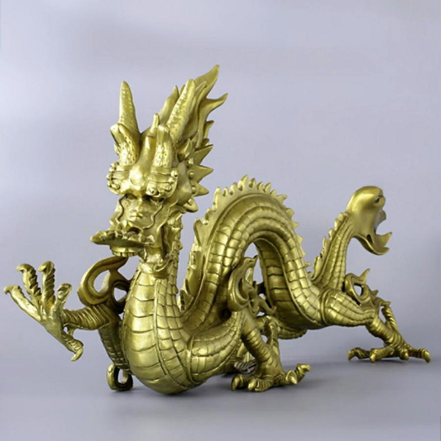 置物 風水 皇帝龍 五本爪 ーVer2ー 龍 竜 真鍮 ブロンズゴールド