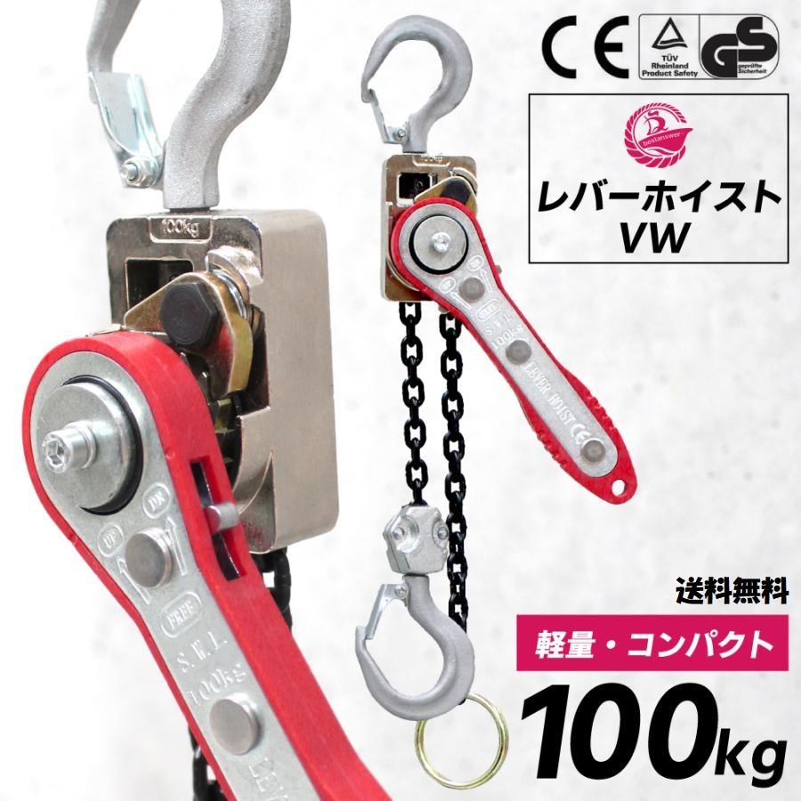 超軽量800g！コンパクトレバーホイスト 100kg対応 高所作業やバイク
