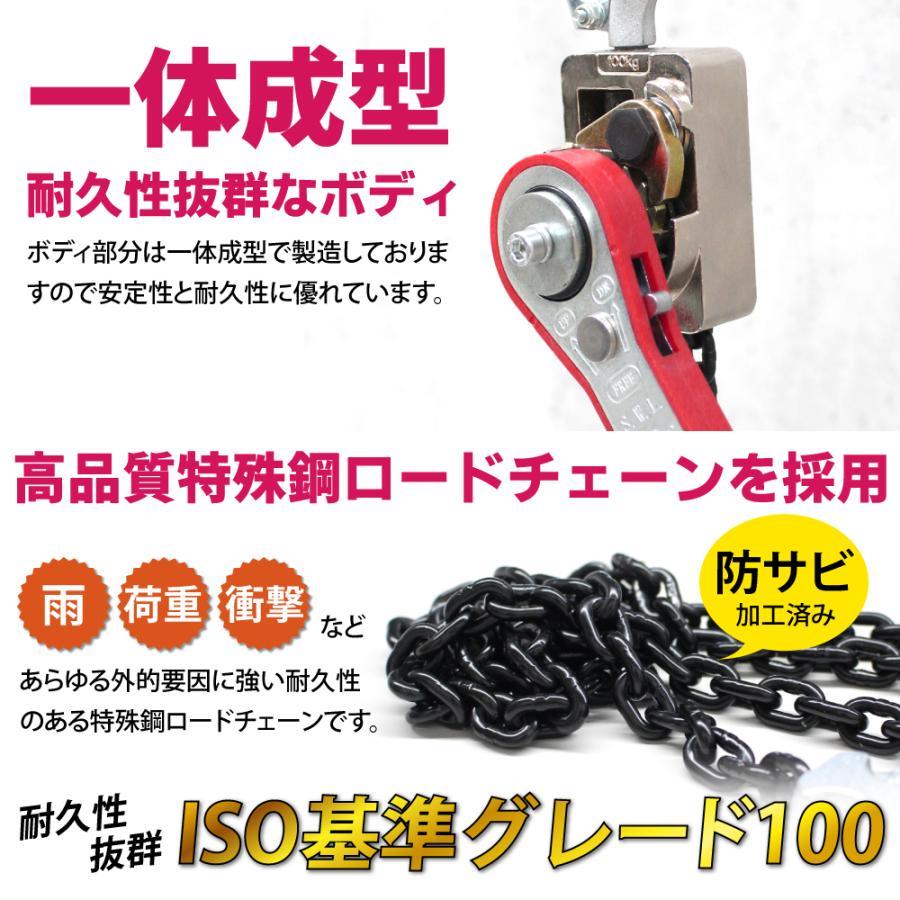超軽量800g！コンパクトレバーホイスト 100kg対応 高所作業やバイク