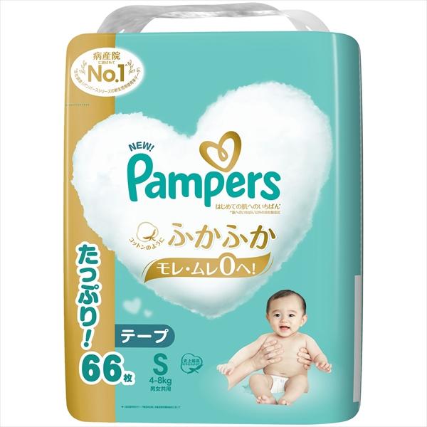 Pampers ふかふか Sサイズ 66枚入り テープタイプⅹ5 パンパース ふかふか テープ Sサイズ 66枚入 3個セット まとめ買い