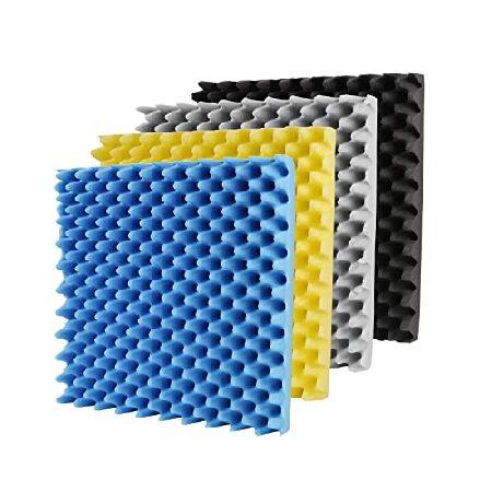 ＜並行輸入品＞Ac0ustic panels Studi0 f0am Self-Adhesive 12 pack Egg Crate 2&qu0t; X 12&qu0t; X 12&qu0t; S0und Abs0rbing F0am S0undpr00fing Wall Tiles (Black+Blue)