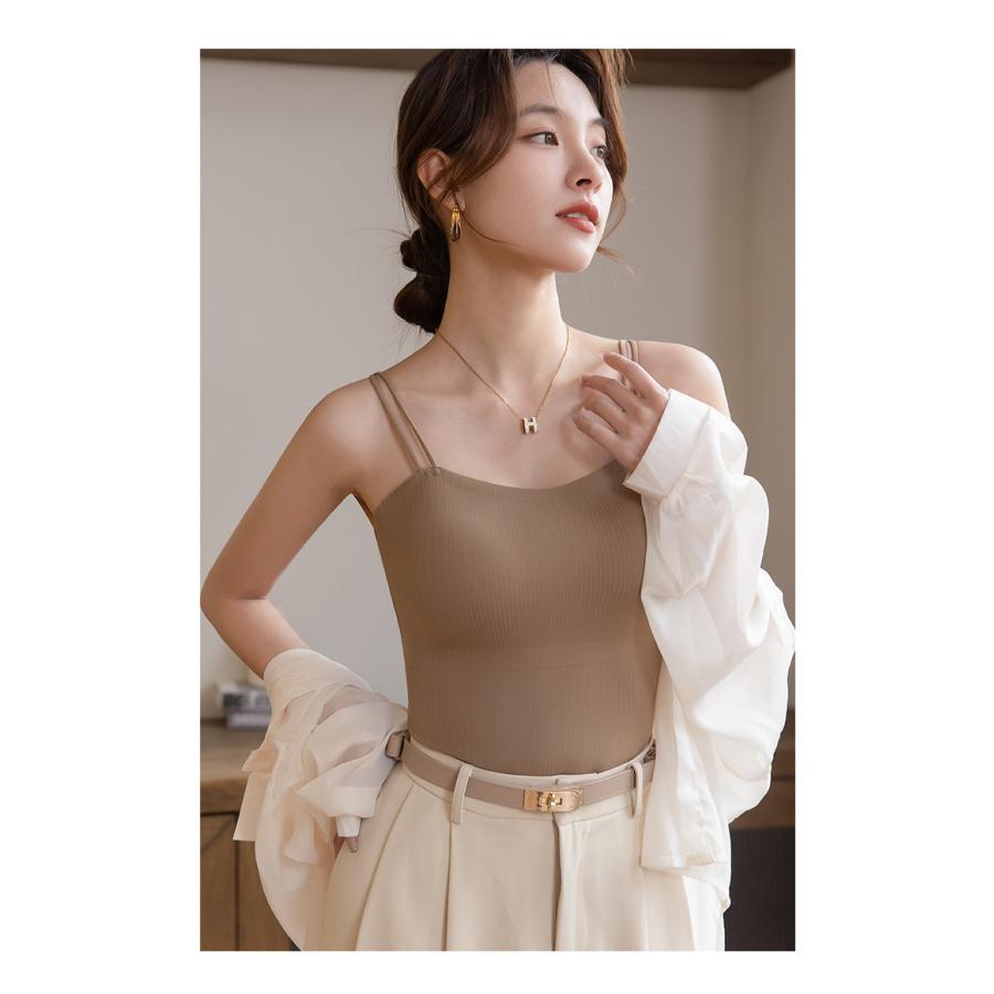 ＼2 点購入で 200 円オフ！／ブラトップ キャミソール タンクトップ カップ付き パット付き ブラキャミ インナー アンダー 通気性 蒸れない 着痩せ 柔らか素材 |  | 17