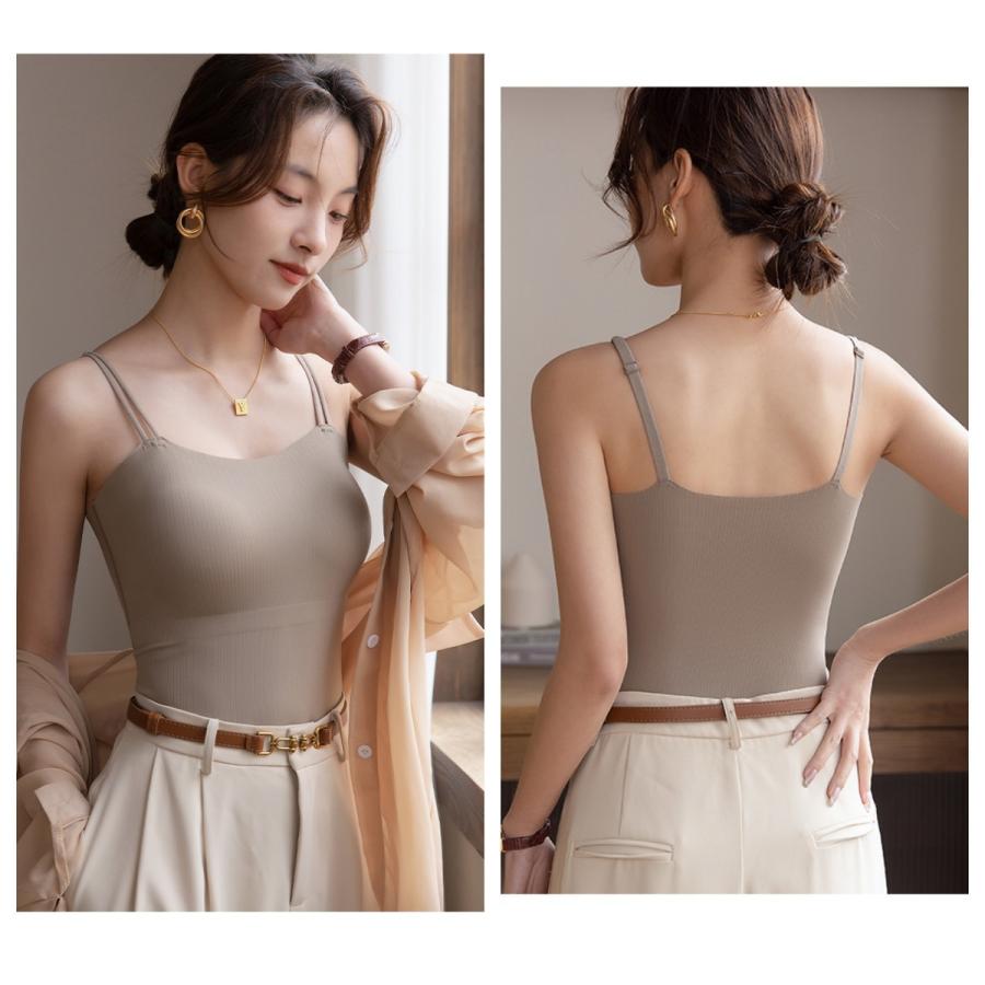 ＼2 点購入で 200 円オフ！／ブラトップ キャミソール タンクトップ カップ付き パット付き ブラキャミ インナー アンダー 通気性 蒸れない 着痩せ 柔らか素材 |  | 14