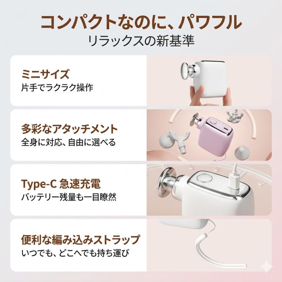 ミニマッサージガン ハンディマッサージャー 超軽量 162g ミニサイズ