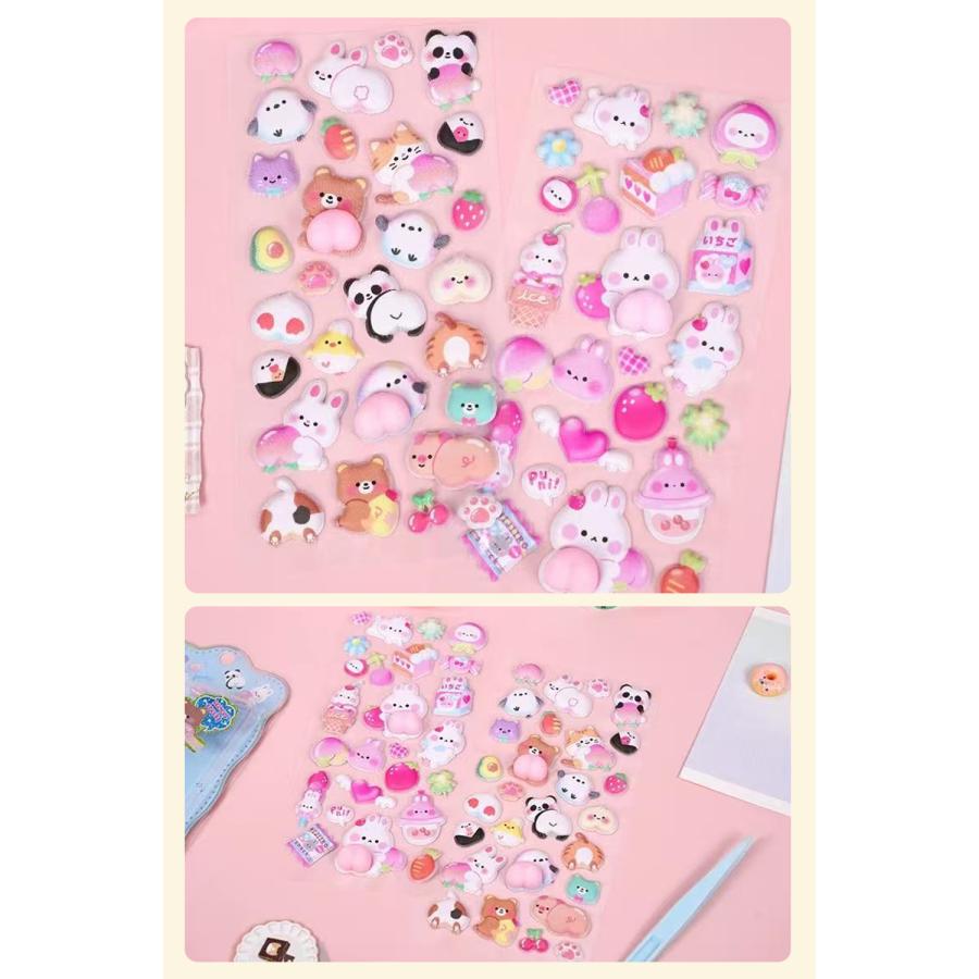 【即日発送｜高評価】おしりシール おしりぷにぷにシール 3D立体シール 手帳 シール手帳 うさぎ くま ボンボンシール ドロップシール ぷっくり シール 3D |  | 08