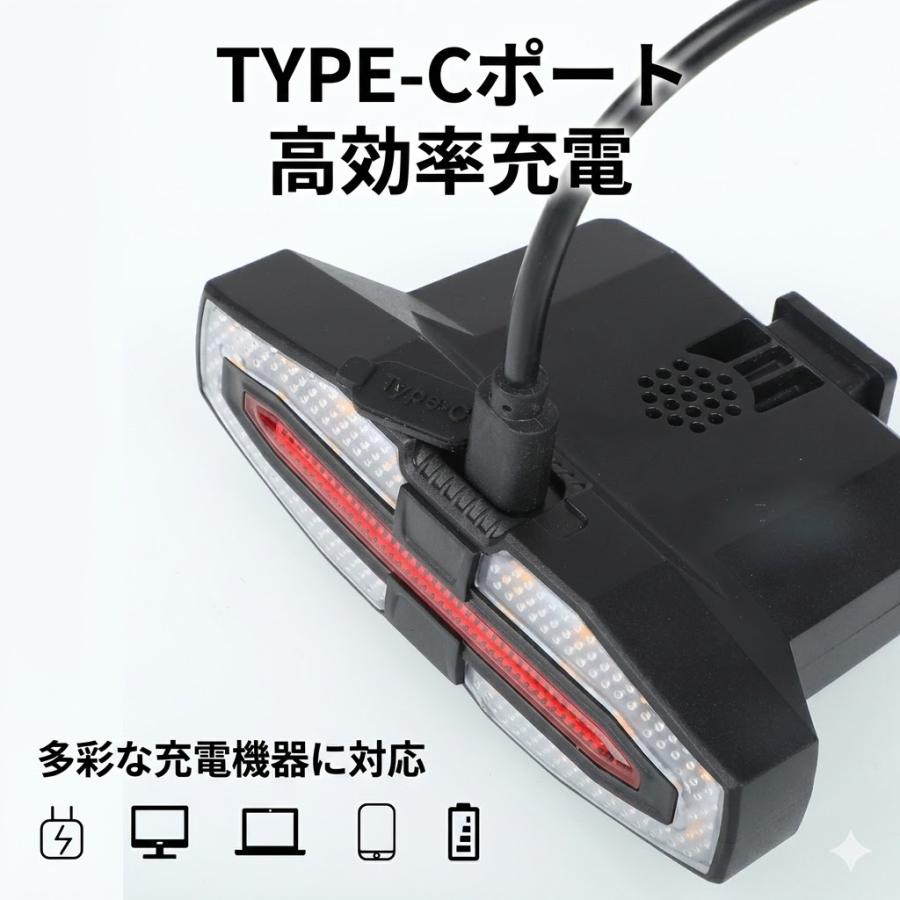 警告音あり！／自転車 テールライト ソーラー式 LEDウインカーライト