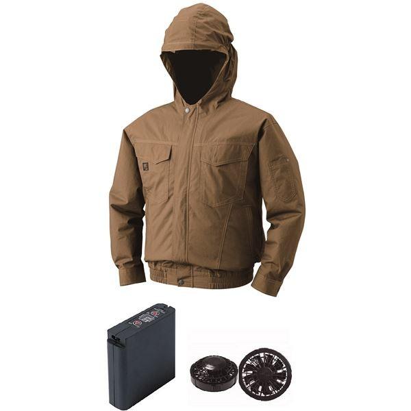 最安値 フード付き 綿薄手 空調服 作業着 ファンカラー ブラック カラー キャメル M 大容量バッテリーセット 吸湿性抜群 メール便なら送料無料 Kuljic Com