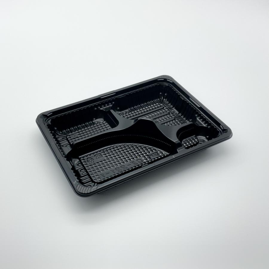 使い捨て 弁当容器 ケース：600枚   CZ-221-1BS黒（N） 本体 - 230×171×31mm シーピー化成 耐油  業務用 電子レンジ対応_4