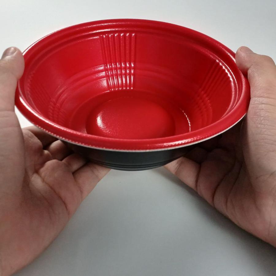 ケース：600枚 使い捨て麺容器 MFPホット麺18小（60）R M 赤黒 本体 - Φ179×60 mm エフピコ_3