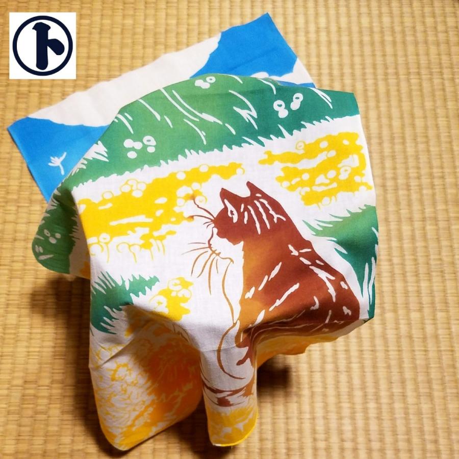 てぬぐい たんぽぽ 猫 ネコ ねこ にゃんこ キャット 土手 春 草