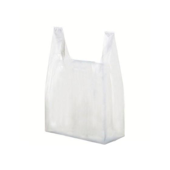 レジ袋 Sサイズ（半透明） ハッピーバッグ （ブロック付き） レジ袋 安い 取っ手付き ビニール袋 ポリ袋 エンボス加工 手提げ袋　100枚入