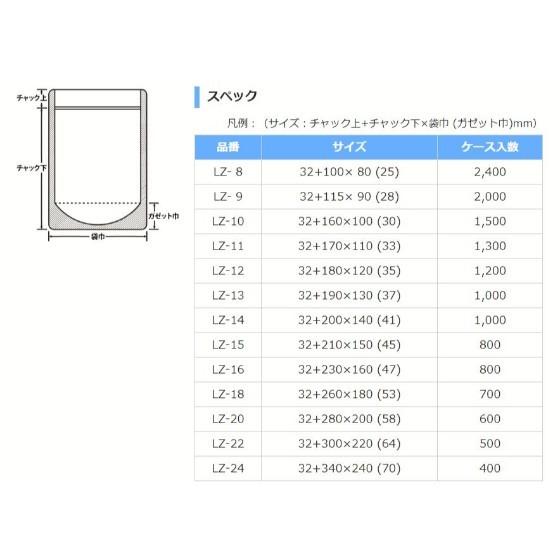50枚】ラミジップ LZ-18 スタンドパック NYタイプ 生産日本社