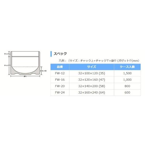50枚】ラミジップ FW-20 スタンドパック 巾広NYタイプ （FW） 生産日本