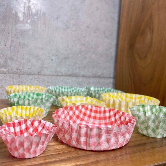 250枚】4F・チェック柄（赤） オーブンケース 4号深口（31×19） 業務用