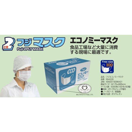 100枚】フジ エコノミーマスク （レギュラー） 2層構造（2PLY