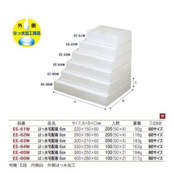 【代引き不可】100個 80サイズ EE-65W はっ水宅配箱 6cm (外側 はっ水加工) 360×250×60mm 冷蔵 冷凍 ギフト箱 宅配箱 ヤマニパッケージ (個人宅 別途送料)