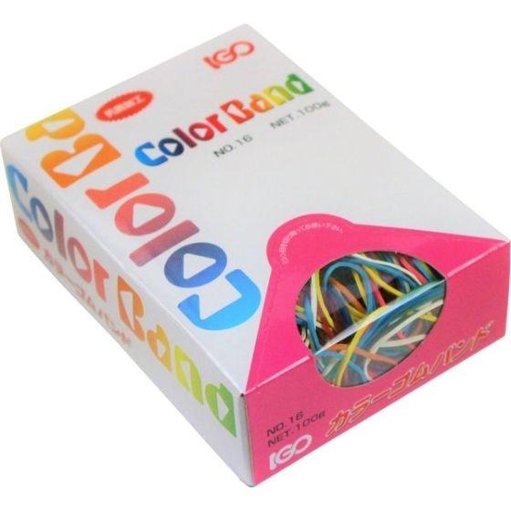 100g】輪ゴム #16 MIX色 IGOゴムバンド （RB16-1H-MX） カラフル 抗菌