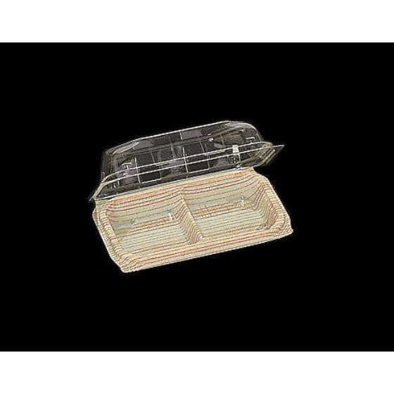 【50枚】WK-2 木目 華詩パック 136×81×H42mm 福助工業 使い捨て 業務用 菓子容器 フードパック 団子 饅頭 和菓子容器　50枚入 | ブランド登録なし