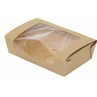 未使用 窓付きランチボックス 未晒し M クラフト フードパック 使い捨て容器 20枚】窓付フードBOX クラフト M 使 シモジマ 使い捨て 惣菜 ランチ