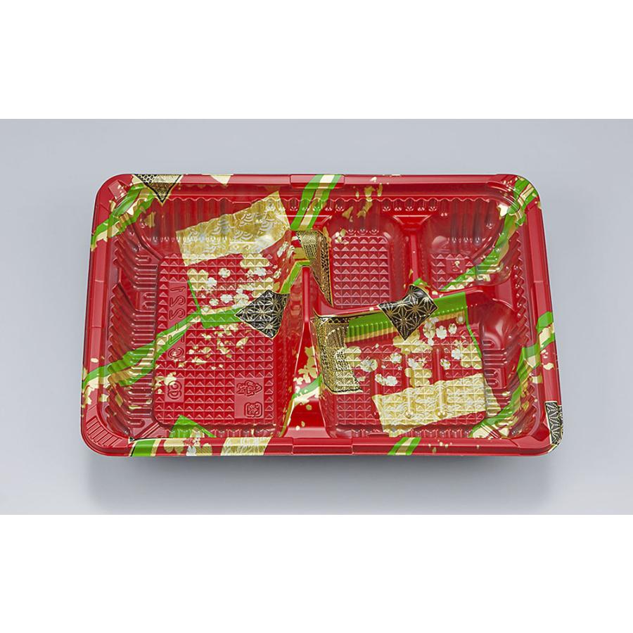 シーピー化成 使い捨て弁当箱 CZ−221（彩帯赤）本体（N） 【600