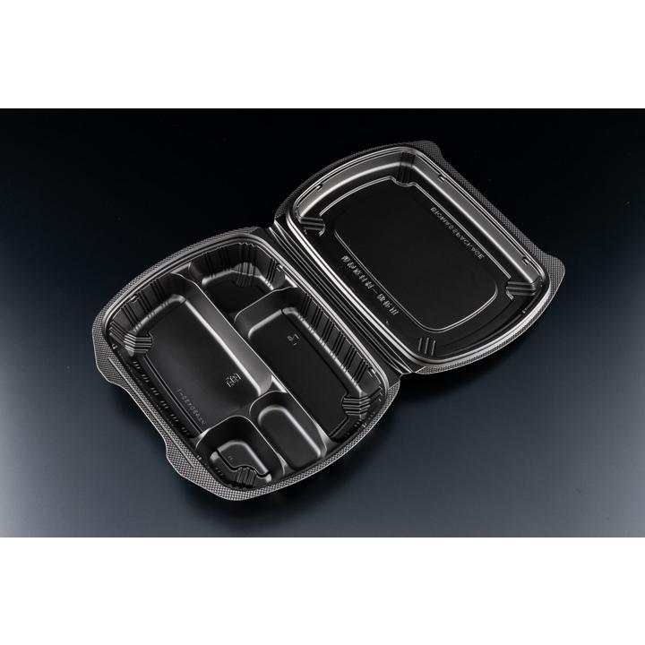 リスパック 使い捨て弁当箱 バイオデリカ シェルBOX 80−1（黒