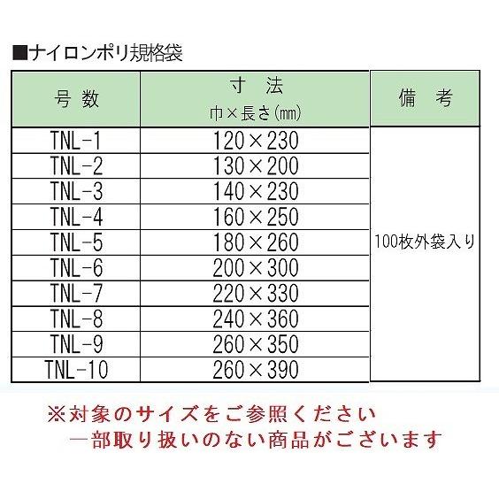 ☆＼送料無料／☆ 真空袋 ナイロンポリ TNL-6 100枚 三方袋 中川製袋