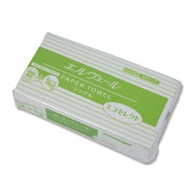 エルヴェール ペーパータオル エコセレクト シングル 中判 200枚