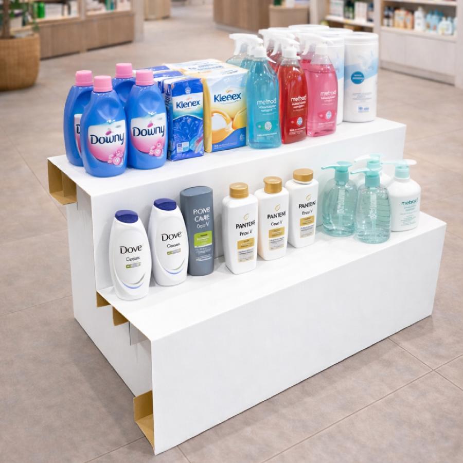 ボール什器2段ディスプレイ 陳列棚 店舗用 販促什器 軽量 組み立て簡単