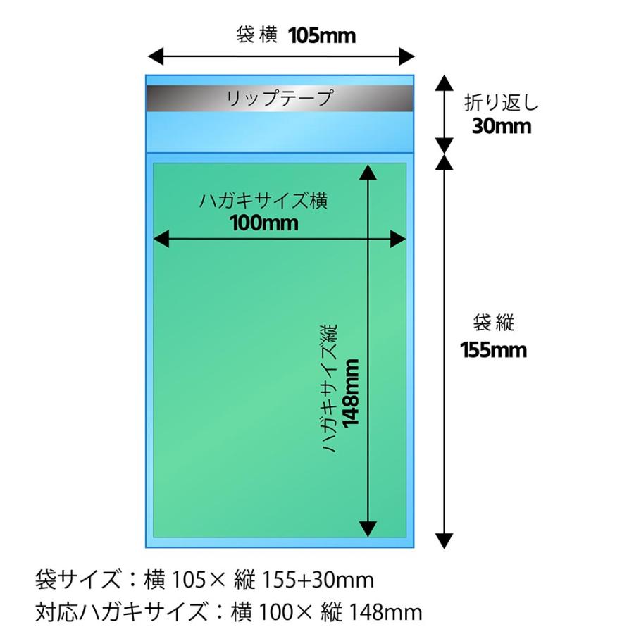 OPP袋[ハガキ 写真用]横105x縦155+30ミリ テープ付き (5，000