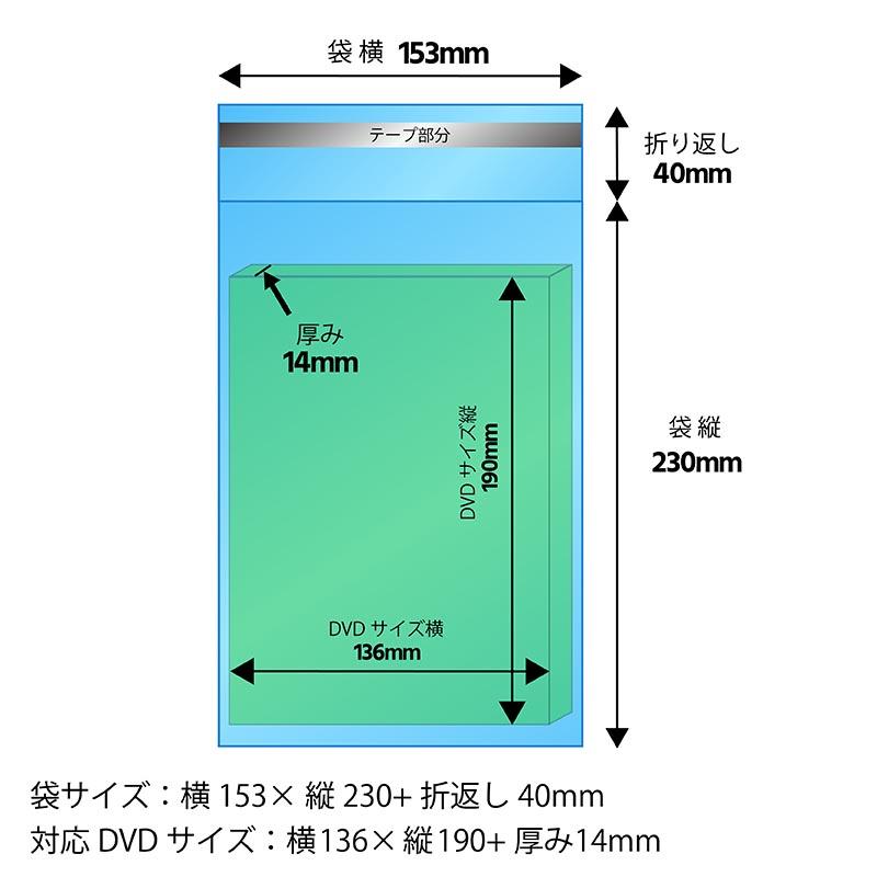 【送料無料】OPP袋[DVD]横153x縦230+40mm テープ付き (5,000枚) 30ミクロン 宅 T317の画像