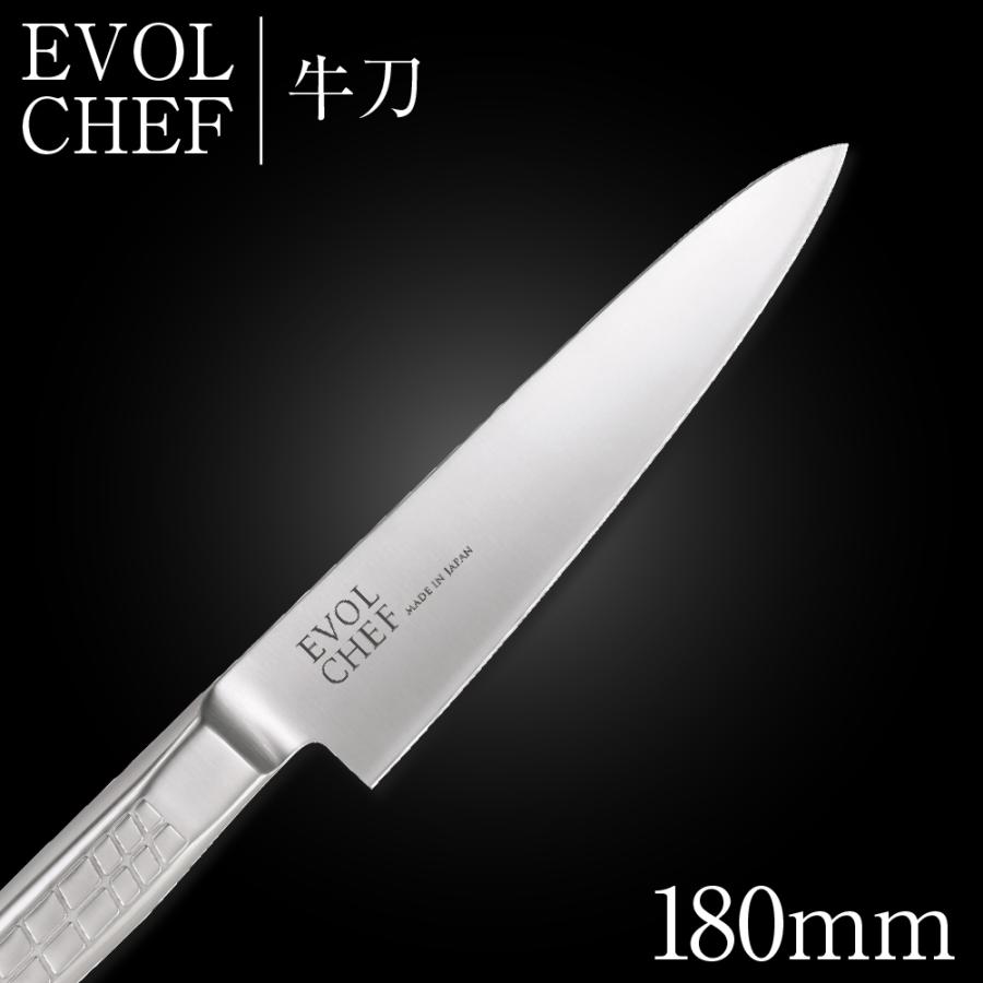 包丁 ナイフ 牛刀包丁 18cm EVOLCHEF エボルシェフ 牛刀 180mm キッチン オールステンレス 一人暮らし 業務用（新生活応援）
