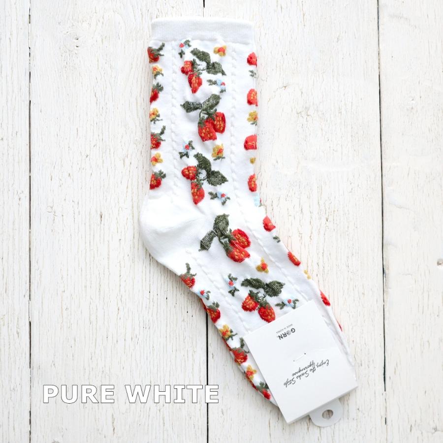 ストロベリー柄コットンソックス(3色) STRAWBERRY SOCKS 靴下