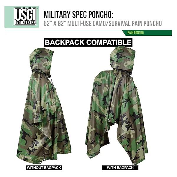USGI Industries ミリタリースタイル サバイバル レインポンチョ
