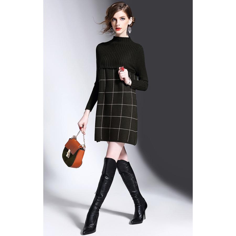 21春夏新色 ウィンドウペンチェックボトルネックワンピース ミニワンピ 長袖ニット ボトルネック ハイネックニット ニットワンピース ネイビー グリーン 秋冬 Aw Qu インポートセレクトショップpaese 通販 Yahoo ショッピング スプリングフェア