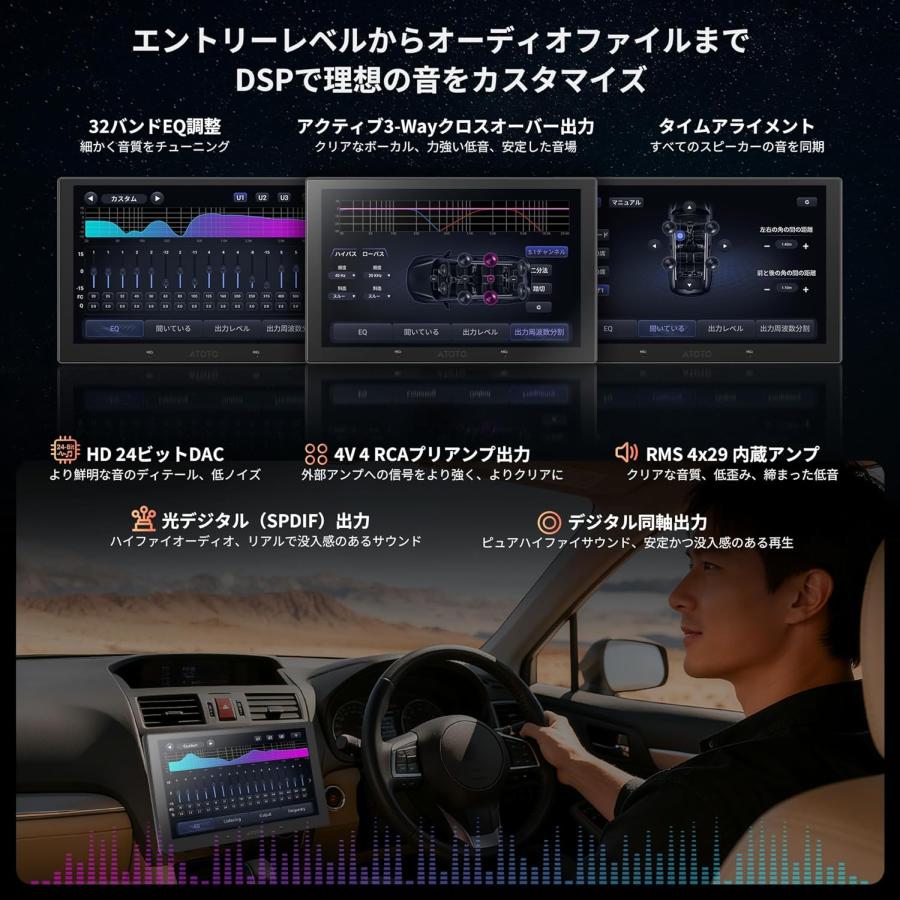 新型 Android14 10インチQLEDディスプレイオーディオ2DIN、AIカーナビ