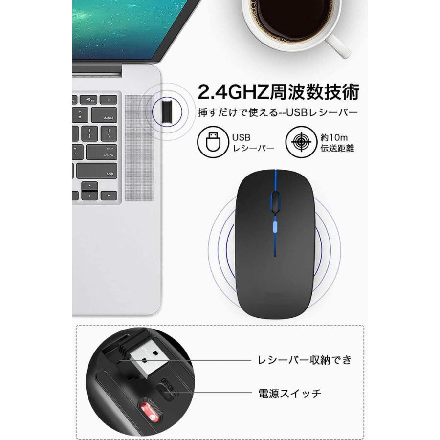 最新版 7色ライト付き】 ワイヤレスマウス 無線マウス コンパクト 超薄