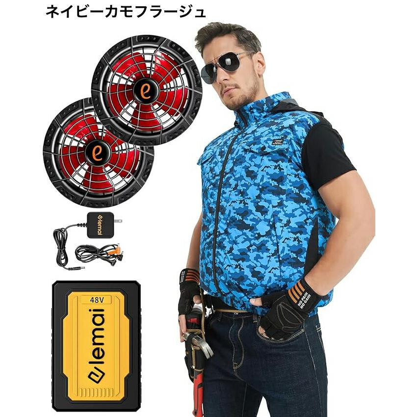 【新品】elemai 48V 空調ベスト アーミーグリーン Mサイズ elemai] 2025年新モデル フアン付きウェア チタンベスト 高電圧出力48V